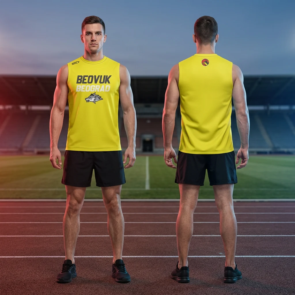 Duks ili majica Sportex po meri kluba — model 2, prednji i zadnji prikaz na sportistima