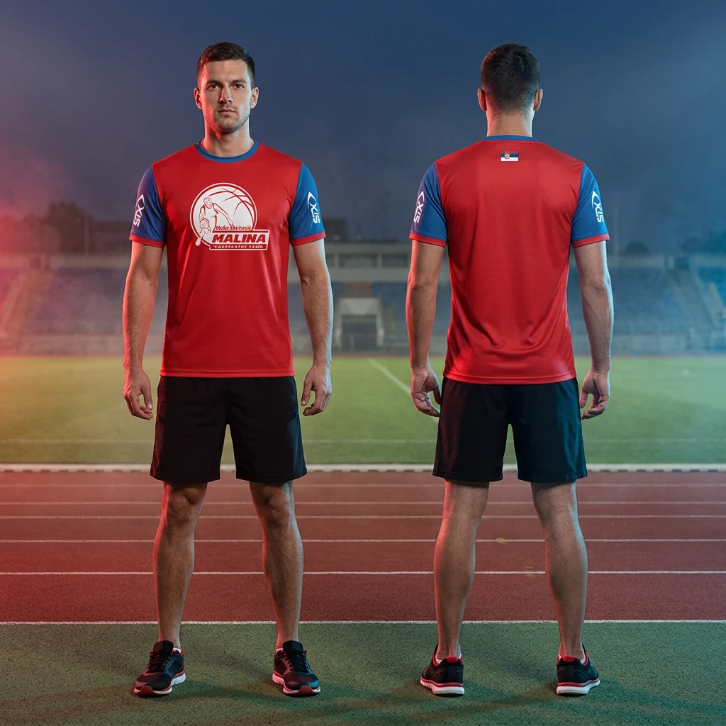 Duks ili majica Sportex po meri kluba — model 21, prednji i zadnji prikaz na sportistima