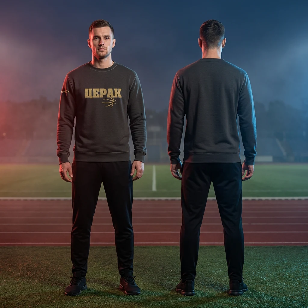 Duks ili majica Sportex po meri kluba — model 31, prednji i zadnji prikaz na sportistima
