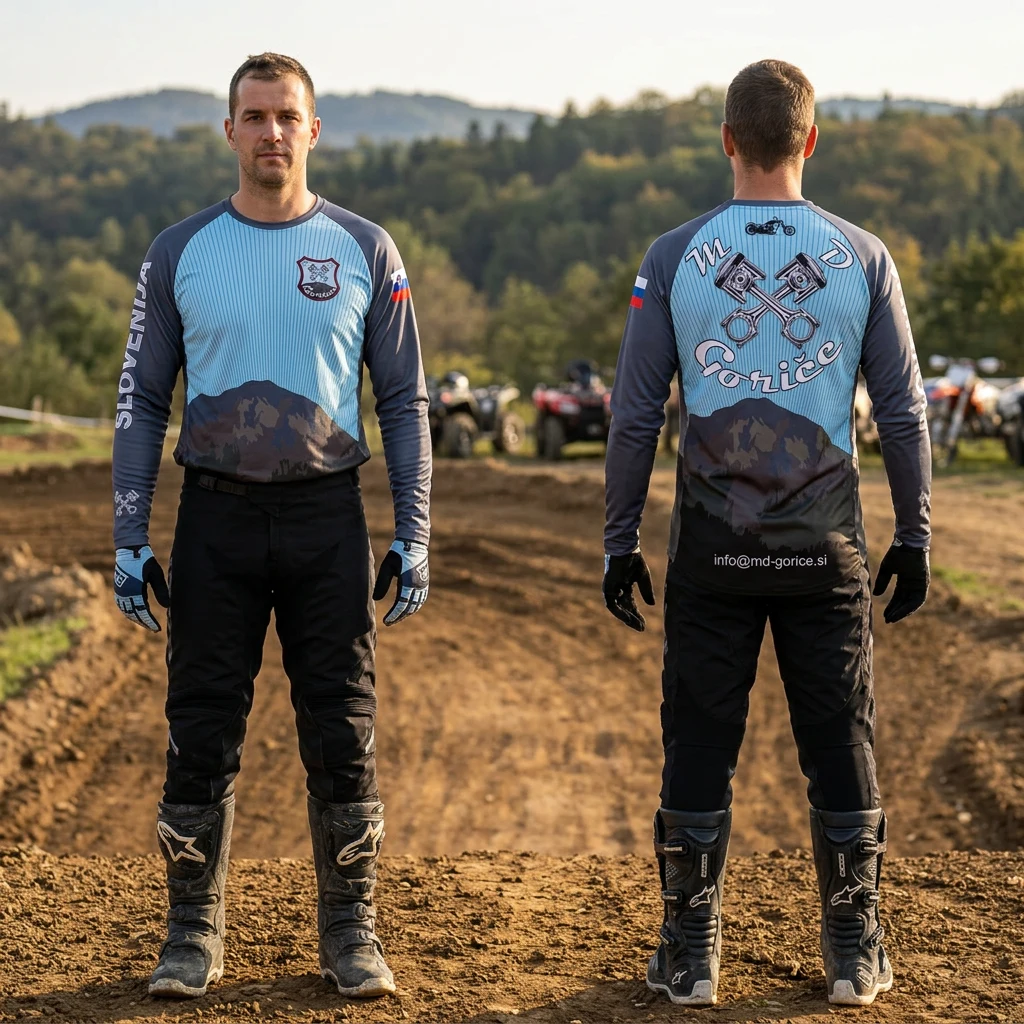 ATV i motokros dres Sportex — model 3 MD Goriče u sivoj, tirkiznoj i crnoj boji sa oznakom Slovenije