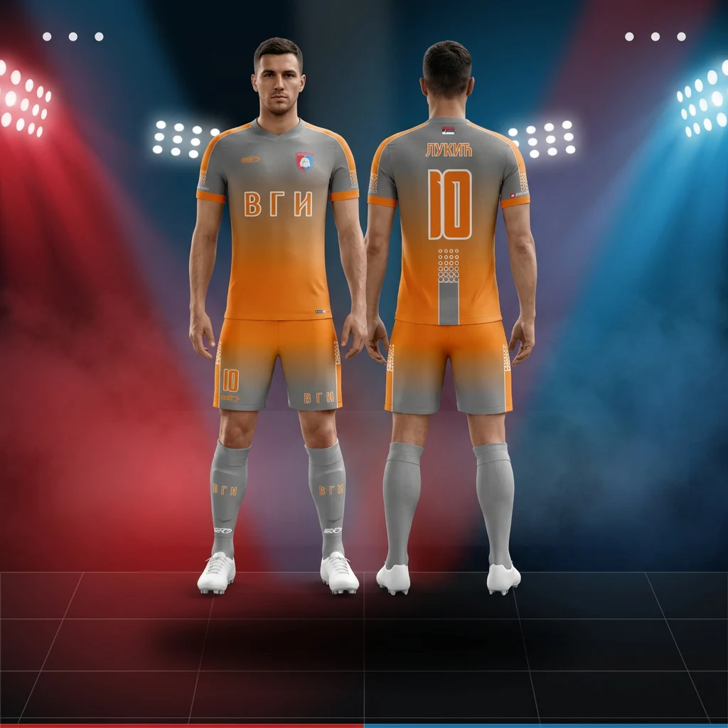 Fudbalski dres, šorc i štucne Sportex — model 18, prednji i zadnji prikaz na fudbalerima