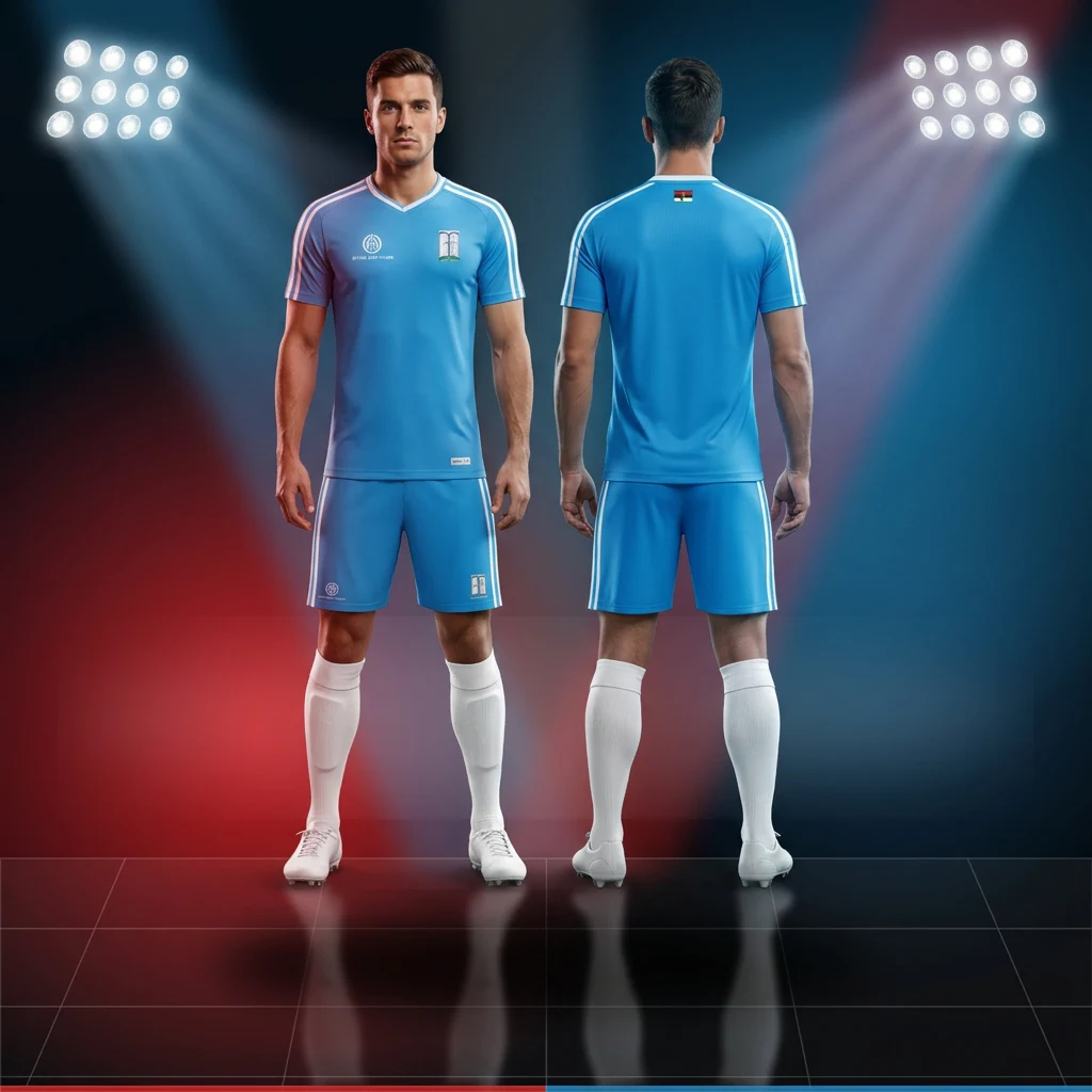 Fudbalski dres, šorc i štucne Sportex — model 4, prednji i zadnji prikaz na fudbalerima
