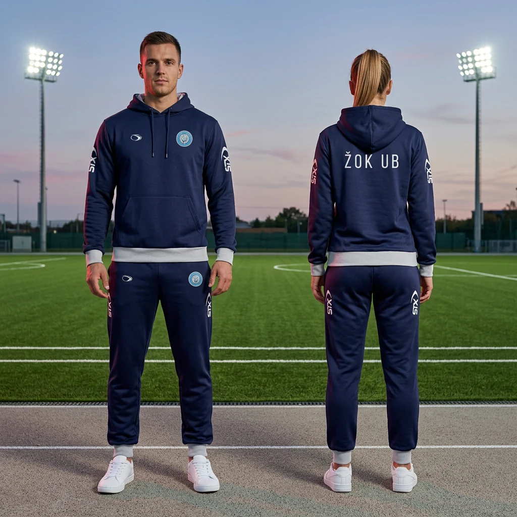 Sportska trenerka Sportex po meri kluba — model 2, prednji i zadnji prikaz na sportistima