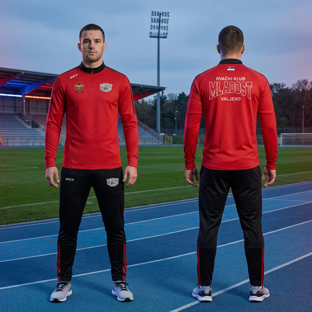 Sportska trenerka Sportex po meri kluba — model 20, prednji i zadnji prikaz na sportistima