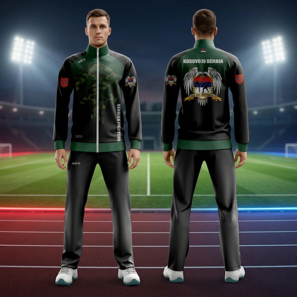 Sportska trenerka Sportex po meri kluba — model 25, prednji i zadnji prikaz na sportistima