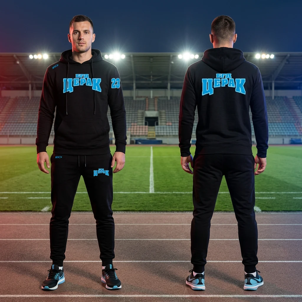 Sportska trenerka Sportex po meri kluba — model 37, prednji i zadnji prikaz na sportistima