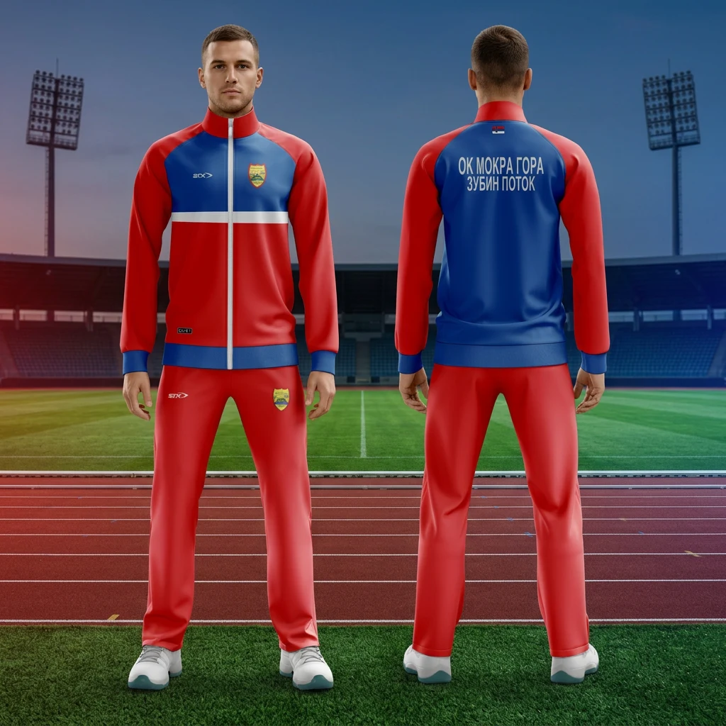 Sportska trenerka Sportex po meri kluba — model 6, prednji i zadnji prikaz na sportistima