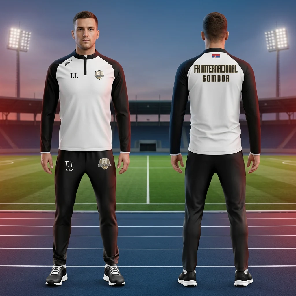 Sportska trenerka Sportex po meri kluba — model 8, prednji i zadnji prikaz na sportistima